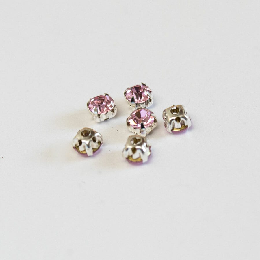 Štrasová ozdoba 5 x 5 mm farba ružový zafír