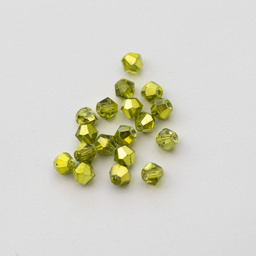 Fazetované sklenené korálky 4 mm zeleno žltá