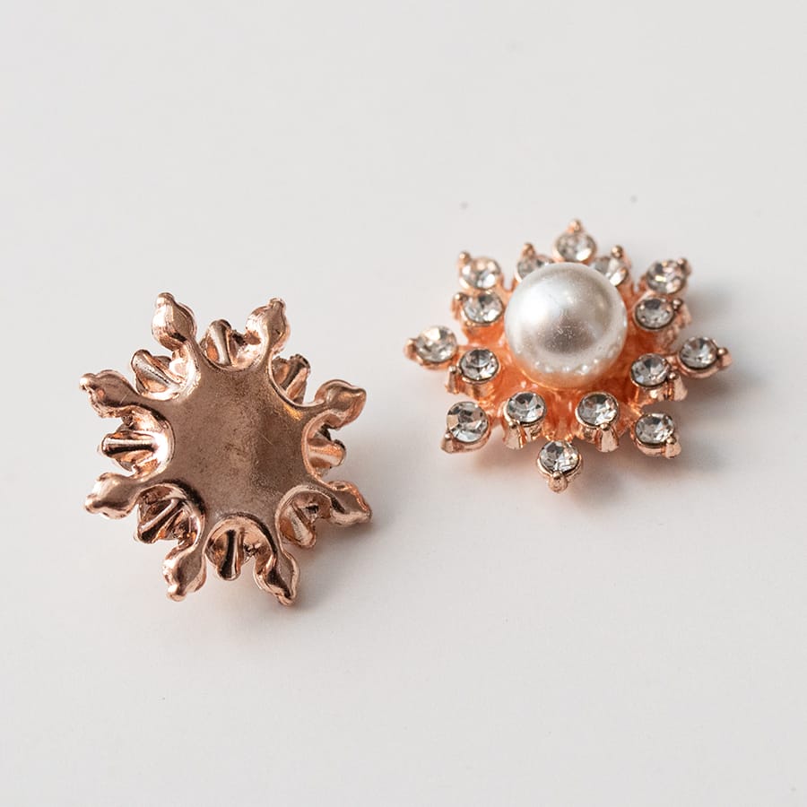 Štrasová ozdoba hviezda s perlou 14,5 mm farba rose gold